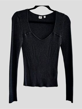 GAP Dark Grey Sweetheart Neckline Ribbed Sweater